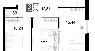3-к. квартира, 87&nbsp;м²