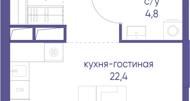 Студия, 35&nbsp;м²