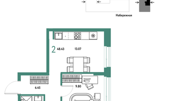 2-к. квартира, 48 м²