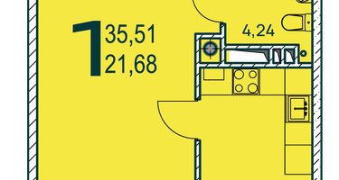 1-к. квартира, 35&nbsp;м²