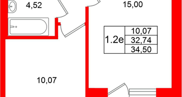 1-к. квартира, 32&nbsp;м²