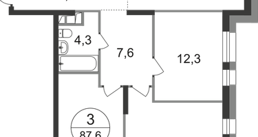 3-к. квартира, 87&nbsp;м²
