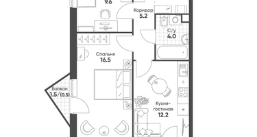 2-к. квартира, 52 м²