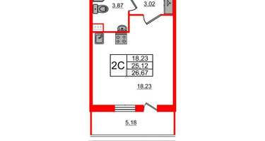 Студия, 25&nbsp;м²