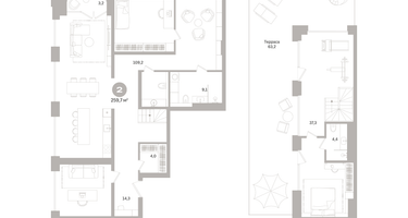 3-к. квартира, 259&nbsp;м²