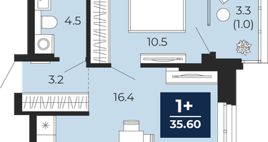 1-к. квартира, 34 м²