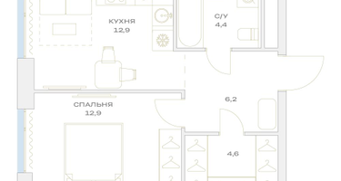 1-к. квартира, 41&nbsp;м²