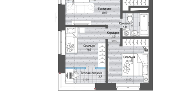 2-к. квартира, 46 м²