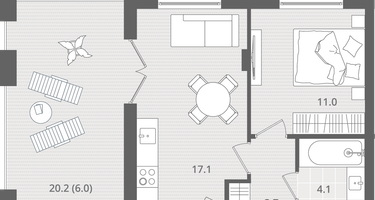 1-к. квартира, 41&nbsp;м²