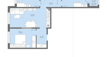 3-к. квартира, 66&nbsp;м²