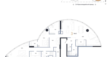 3-к. квартира, 156&nbsp;м²