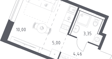 Студия, 22&nbsp;м²