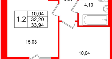 1-к. квартира, 32&nbsp;м²