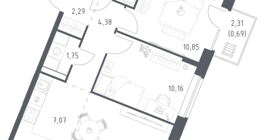 Студия, 53&nbsp;м²