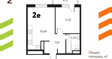 2-к. квартира, 41&nbsp;м²