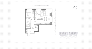 2-к. квартира, 57&nbsp;м²