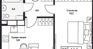 2-к. квартира, 44 м²