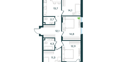4-к. квартира, 87&nbsp;м²