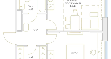 2-к. квартира, 50&nbsp;м²