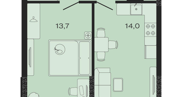 1-к. квартира, 39&nbsp;м²