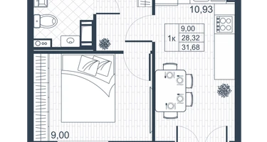 1-к. квартира, 30&nbsp;м²
