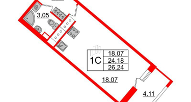 Студия, 24&nbsp;м²