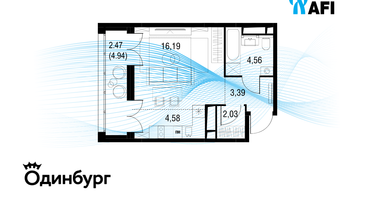 Студия, 33&nbsp;м²