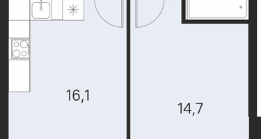 1-к. квартира, 42&nbsp;м²