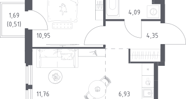 Студия, 38&nbsp;м²