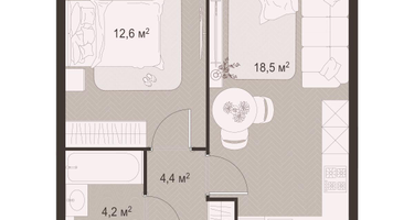 1-к. квартира, 39&nbsp;м²