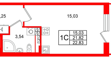 Студия, 21 м²
