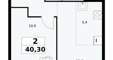 2-к. квартира, 41&nbsp;м²