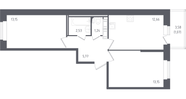 2-к. квартира, 50&nbsp;м²