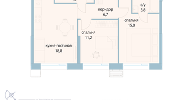 2-к. квартира, 59&nbsp;м²