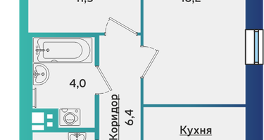 2-к. квартира, 55&nbsp;м²