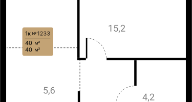 1-к. квартира, 40&nbsp;м²