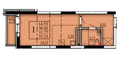 Студия, 31 м²