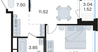 1-к. квартира, 35 м²