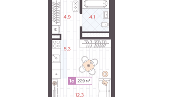 Студия, 27&nbsp;м²