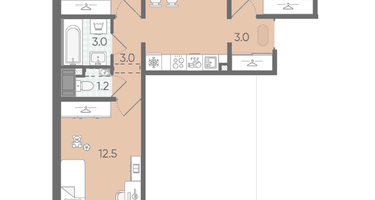 3-к. квартира, 64&nbsp;м²