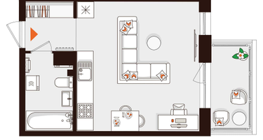 Студия, 29 м²