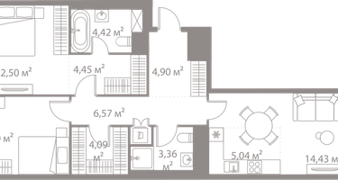 2-к. квартира, 70&nbsp;м²