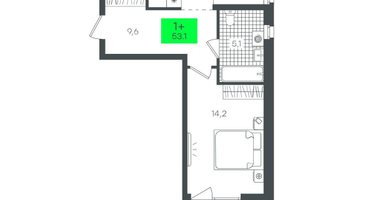 1-к. квартира, 53&nbsp;м²