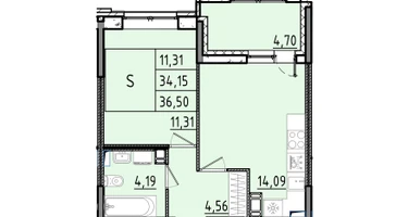 2-к. квартира, 36&nbsp;м²