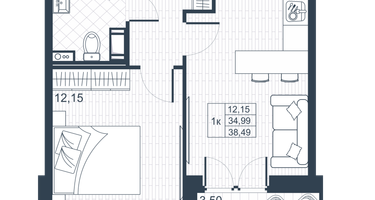 1-к. квартира, 36&nbsp;м²