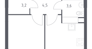 1-к. квартира, 33&nbsp;м²