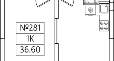 1-к. квартира, 36 м²