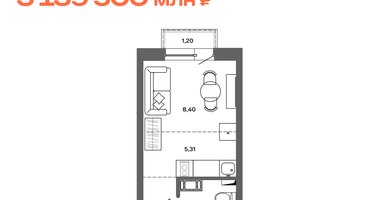Студия, 19&nbsp;м²