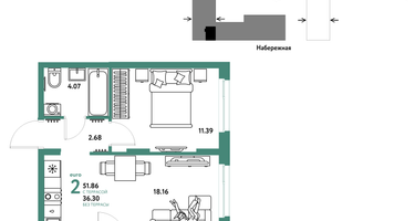 2-к. квартира, 51&nbsp;м²