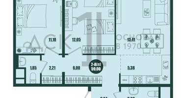 2-к. квартира, 59&nbsp;м²